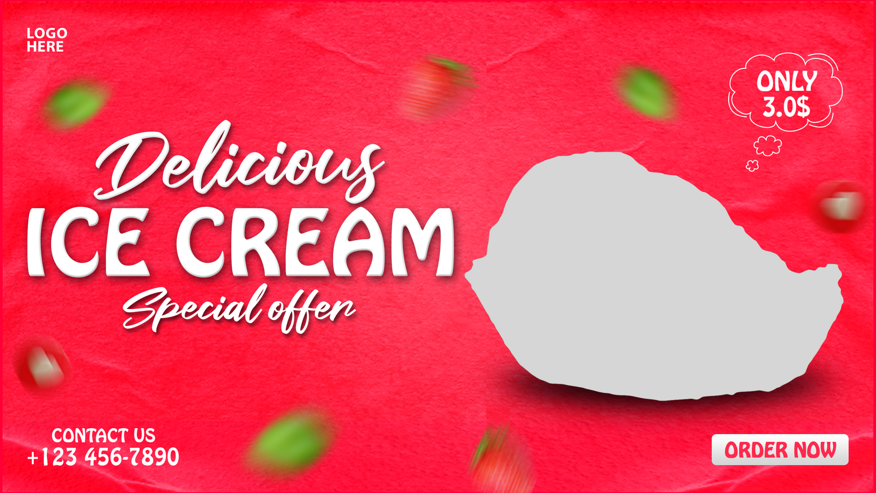 Ice cream web banner design psd