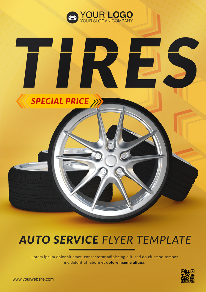 Auto service flyer template tires special price psd