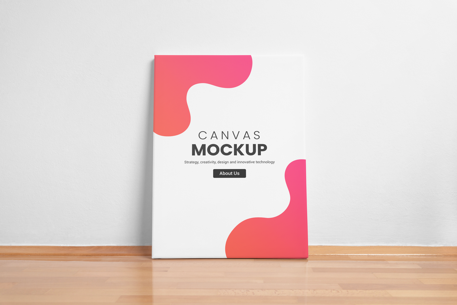 Art canvas leaning against a white wall mockup psd