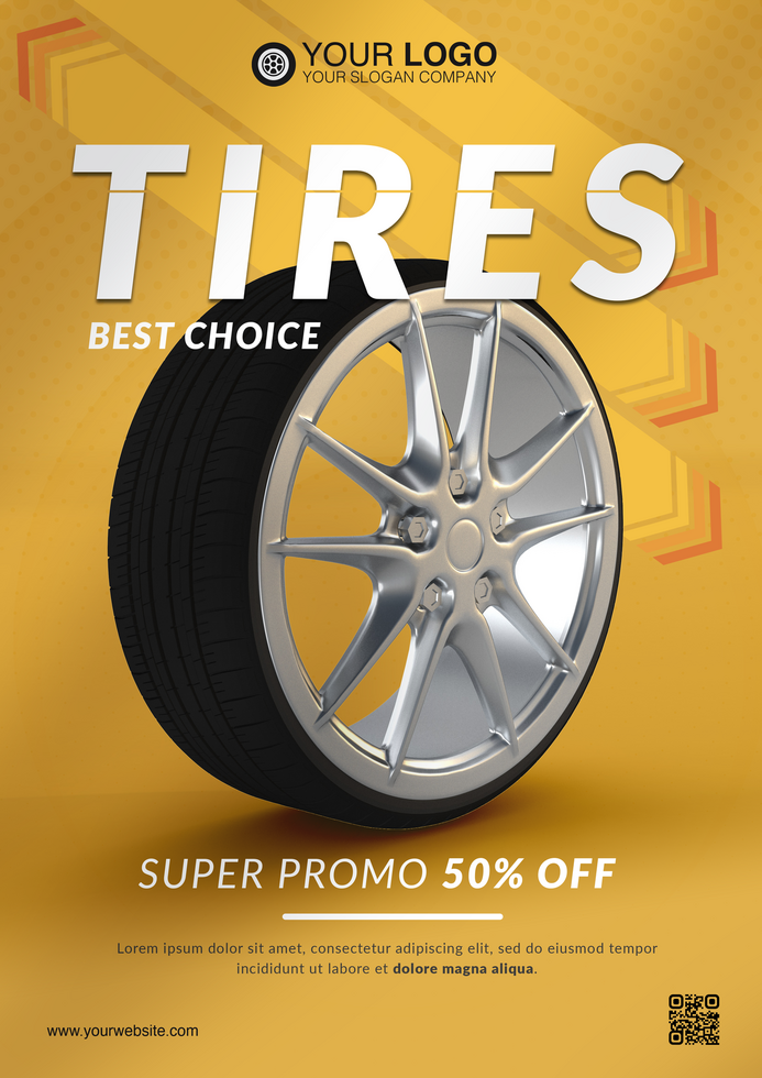 Car flyer template for tires promo psd