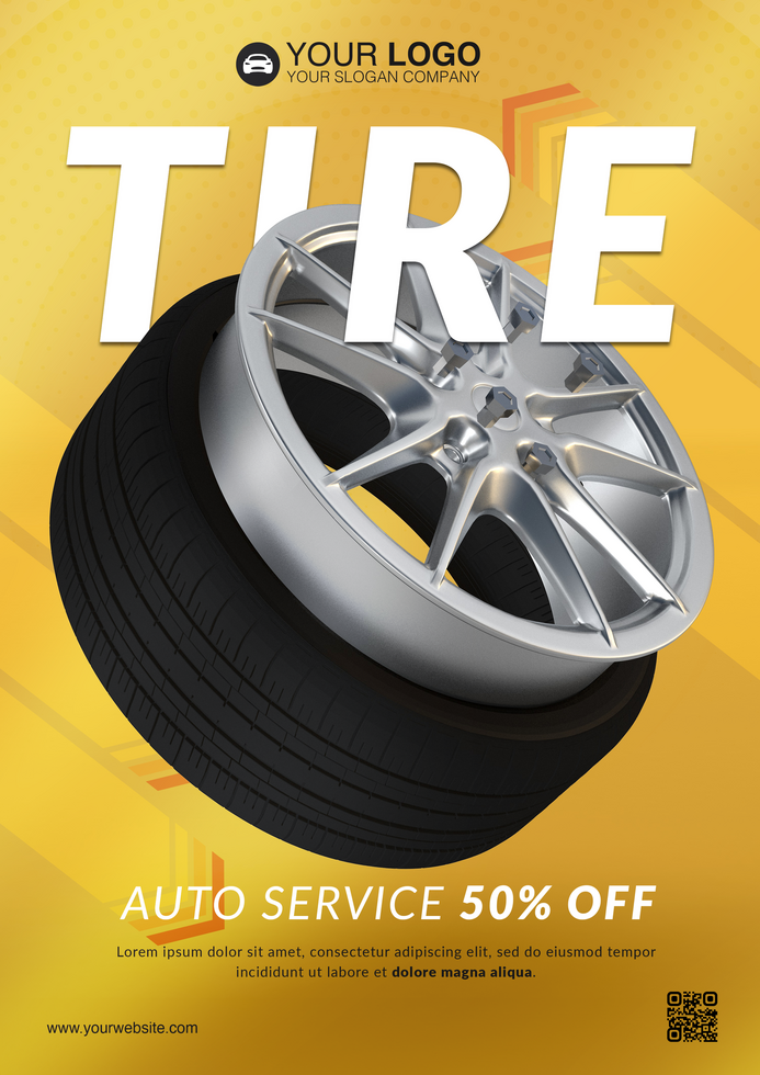 Tire auto service flyer template psd
