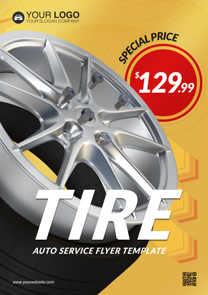 Auto service flyer template for tire services psd