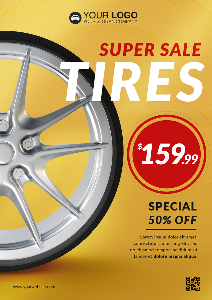 Super sale tires flyer template psd