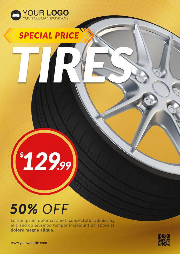 Special price tires flyer template for sale wheel psd