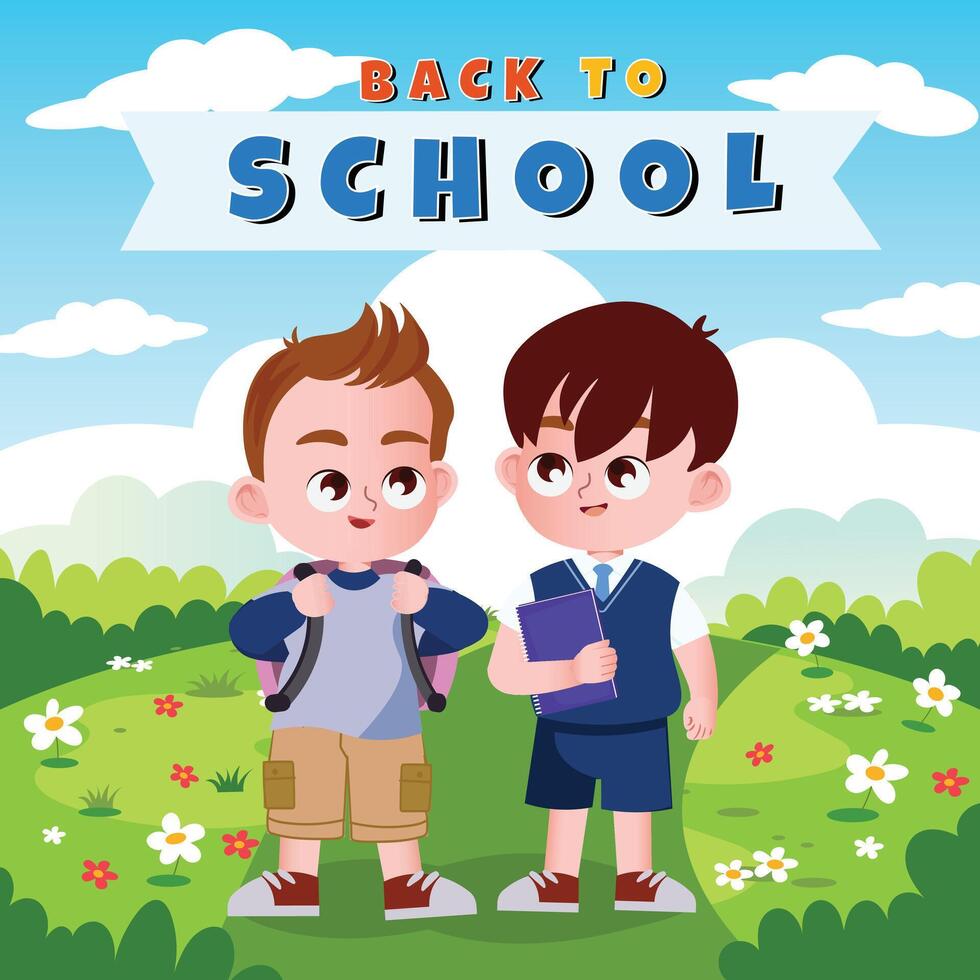 back to school background with students vector