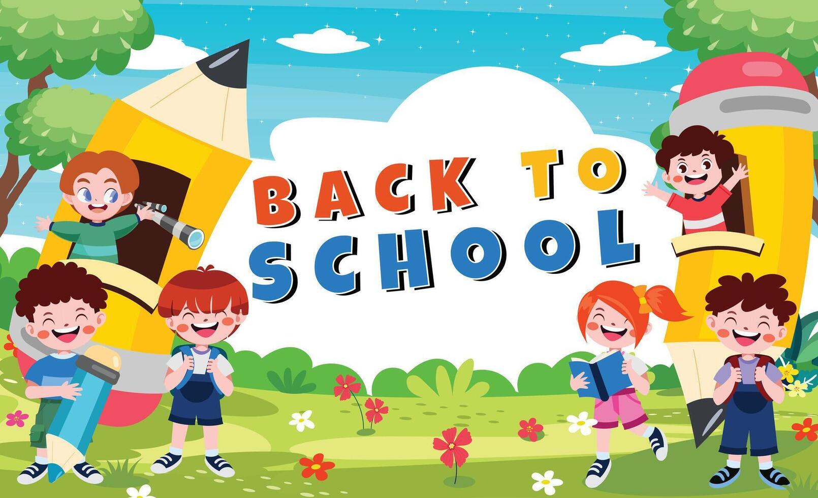 back to school background with students vector