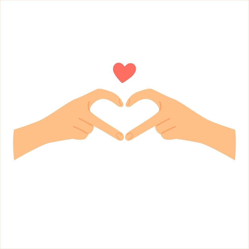 Hand gesture of finger heart. Love symbol and hand sign for love. Valentine's day cartoon vector illustration isolated on white background