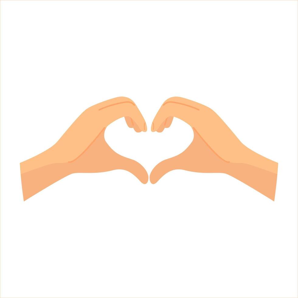 Hand gesture of finger heart. Love symbol and hand sign for love. Valentine's day cartoon vector illustration isolated on white background