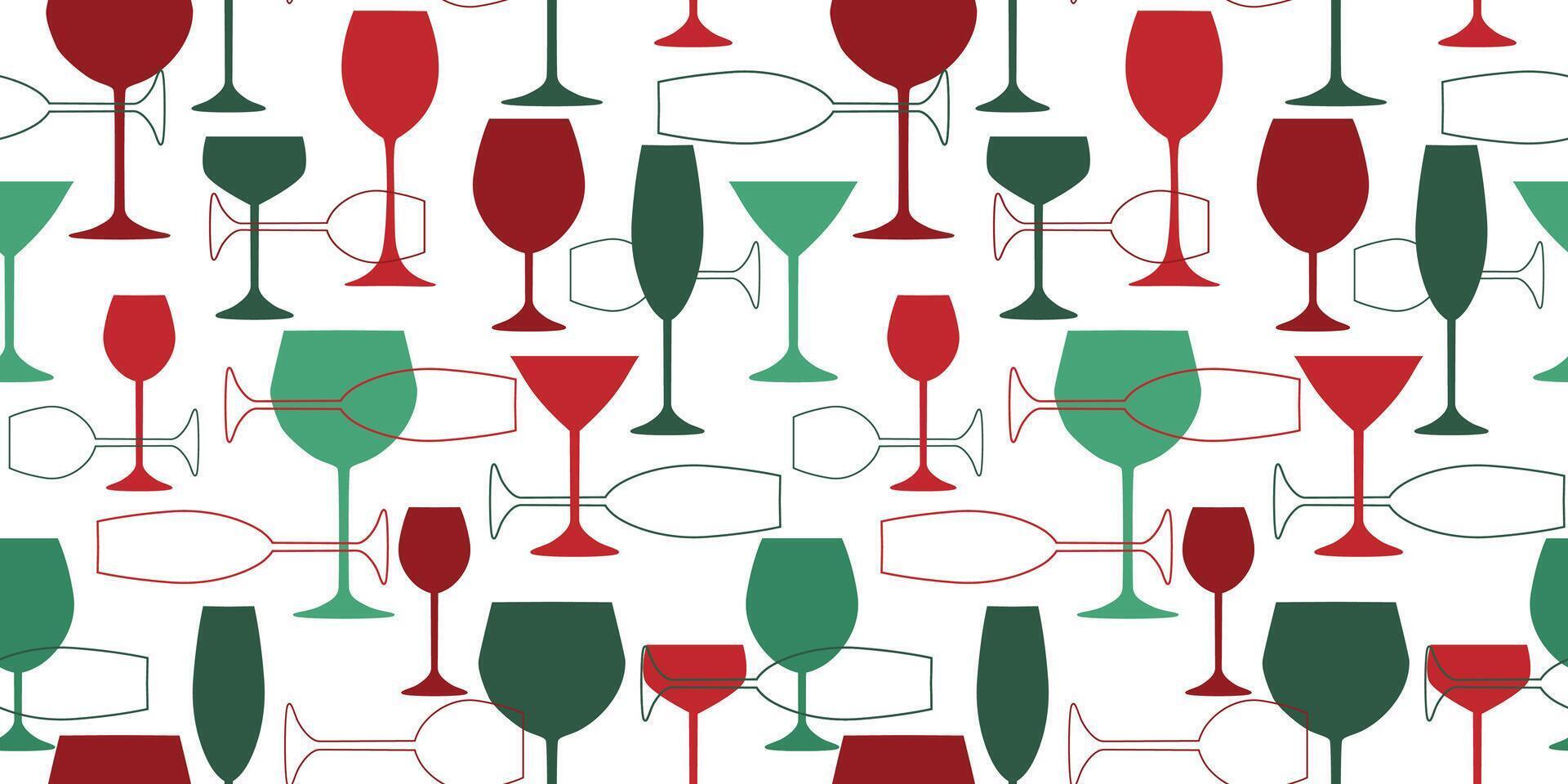 Seamless pattern with abstract silhouettes of glasses. Geometric pattern of the objects of the drink. Vector graphics.