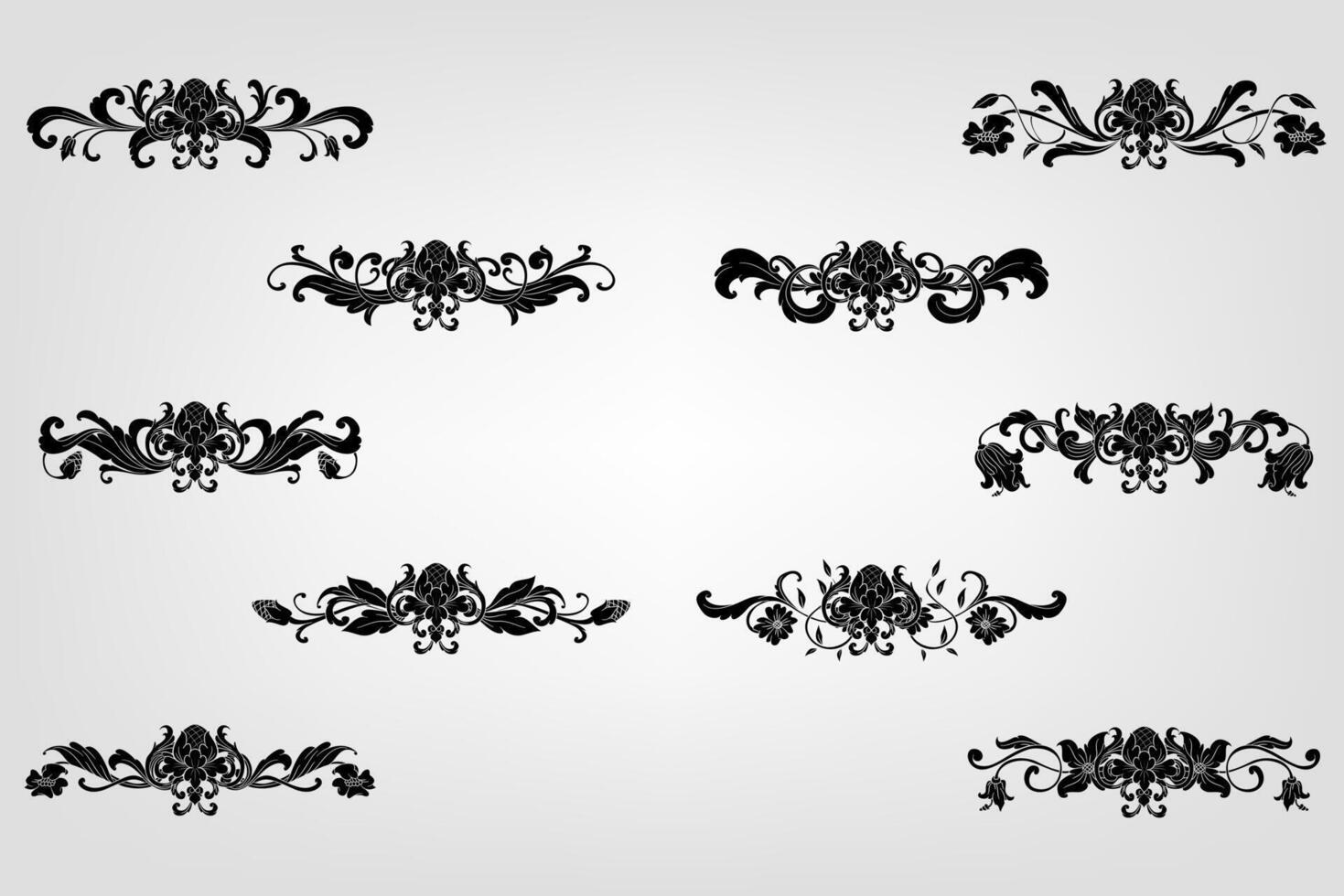 Text separator Baroque decoratice divider book typography ornament design elements vintage dividing shapes Border illustration vector