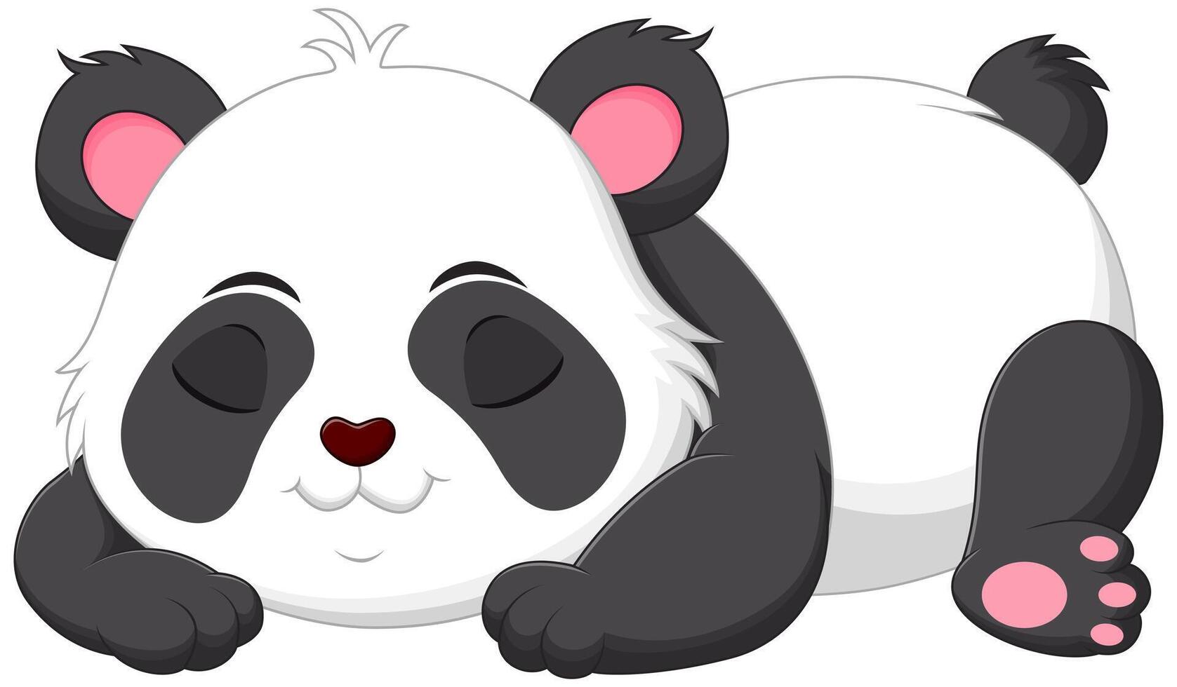 Cute Panda Cartoon Sleeping Vector Illustration. Animal Nature Icon Concept Isolated Premium Vector