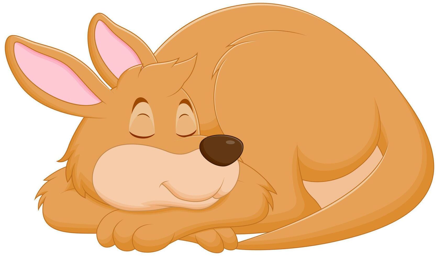 Cute Kangaroo Cartoon Sleeping Vector Illustration. Animal Nature Icon Concept Isolated Premium Vector