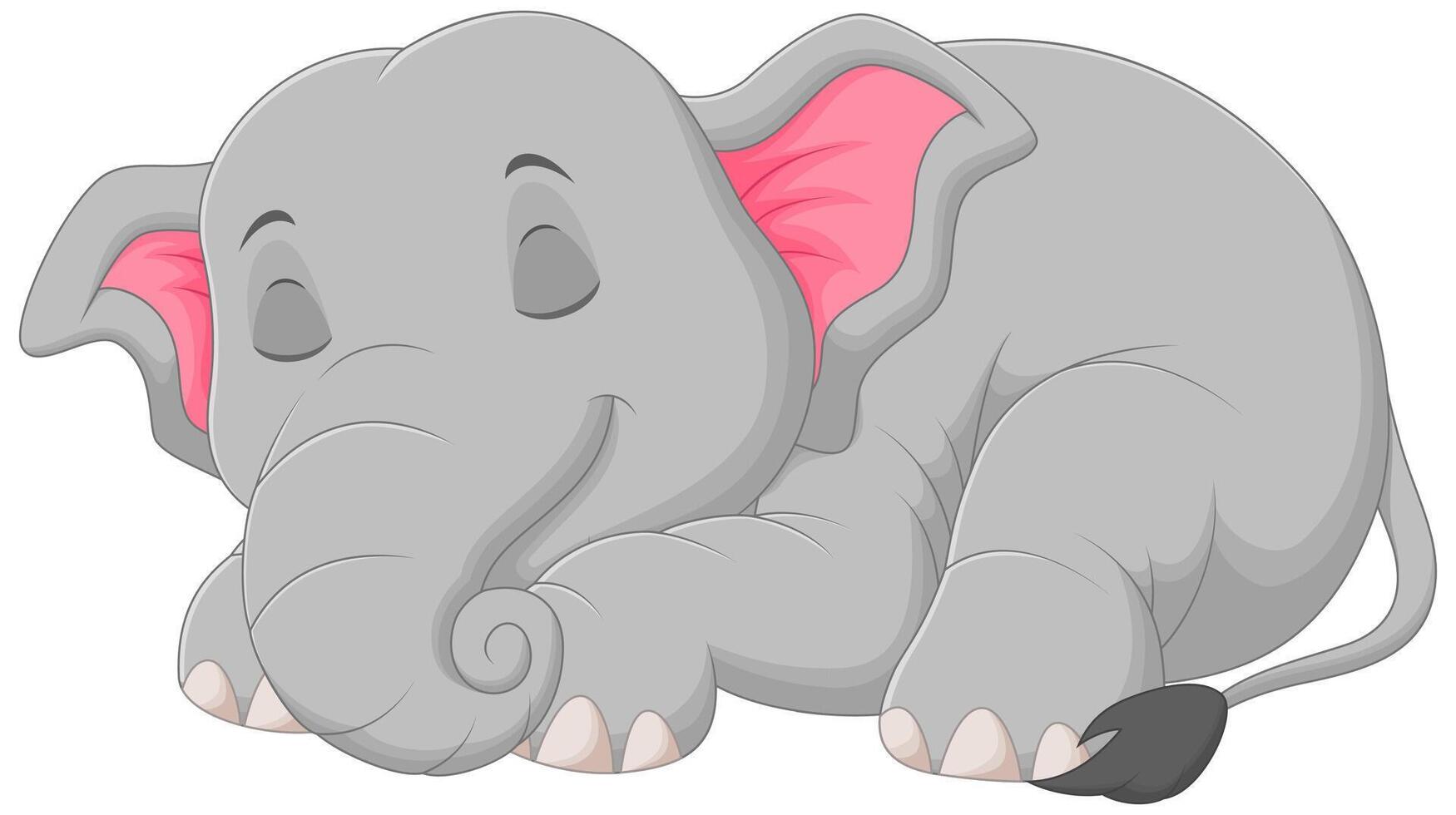 Cute Elephant Cartoon Sleeping Vector Illustration. Animal Nature Icon Concept Isolated Premium Vector
