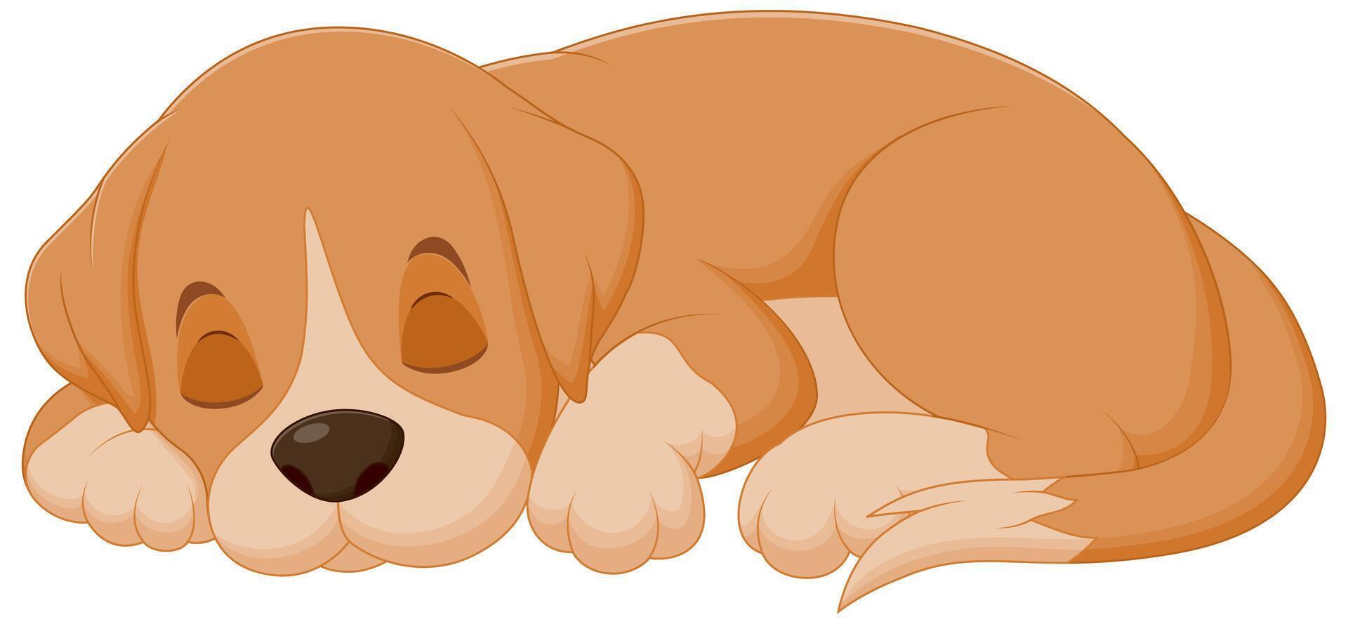 Cute Dog Cartoon Sleeping Vector Illustration. Animal Nature Icon Concept Isolated Premium Vector