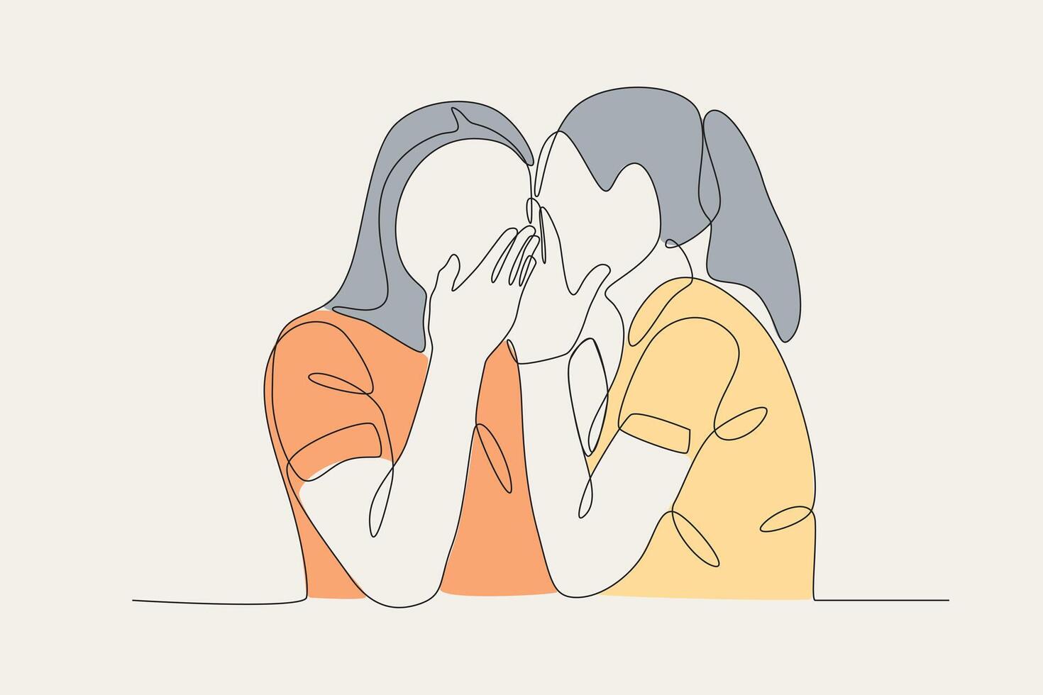 Two women are whispering something vector