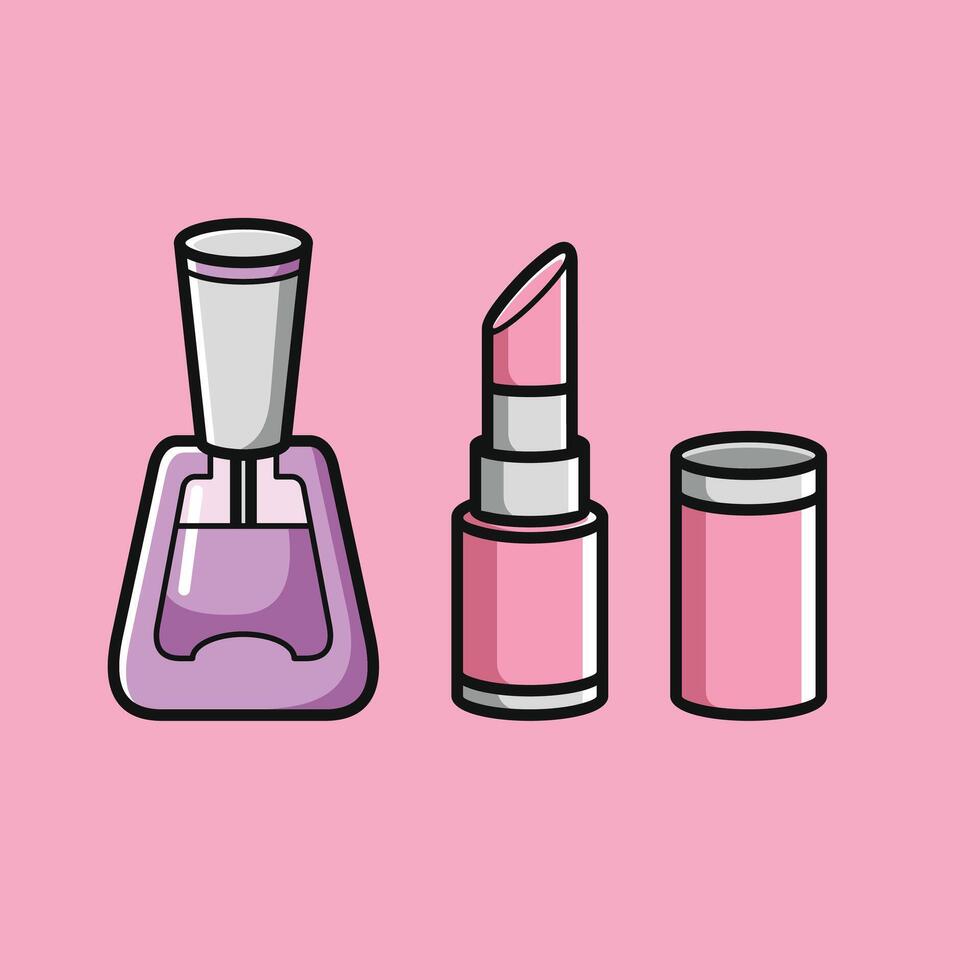 hacer arriba productos cosméticos belleza niña tema vector diseño Arte