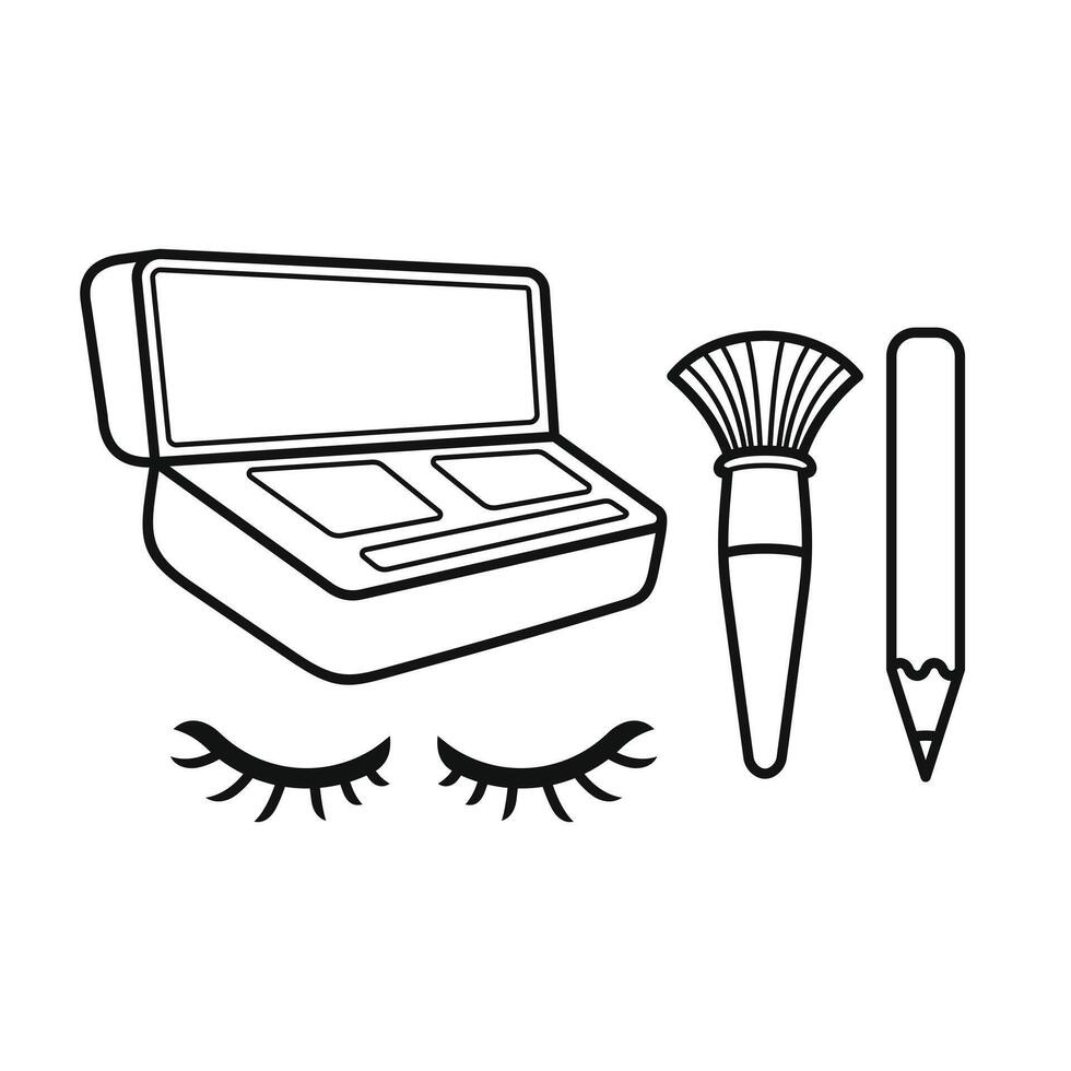 Make up Cosmetics beauty girl skincare vector outline design