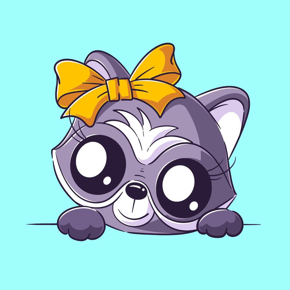 Cute Raccoon is wearing a hair band vector