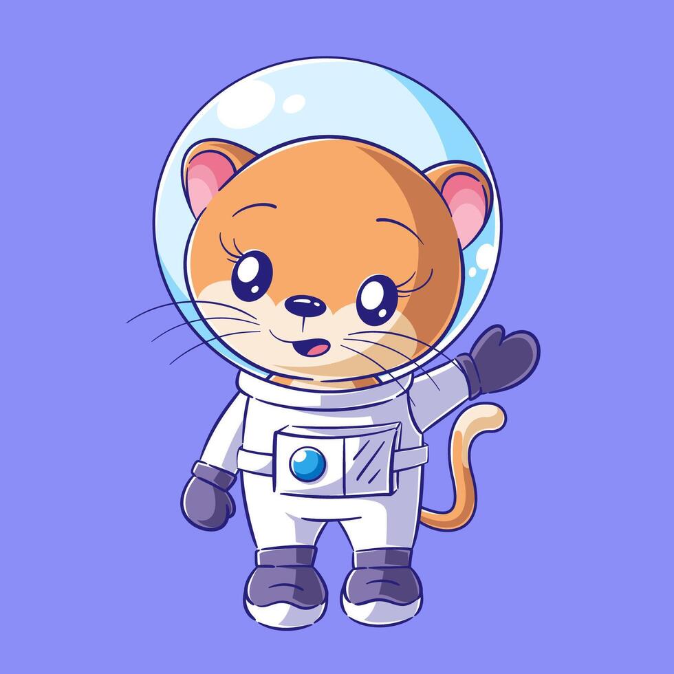 Cute cat wearing astronaut suit vector