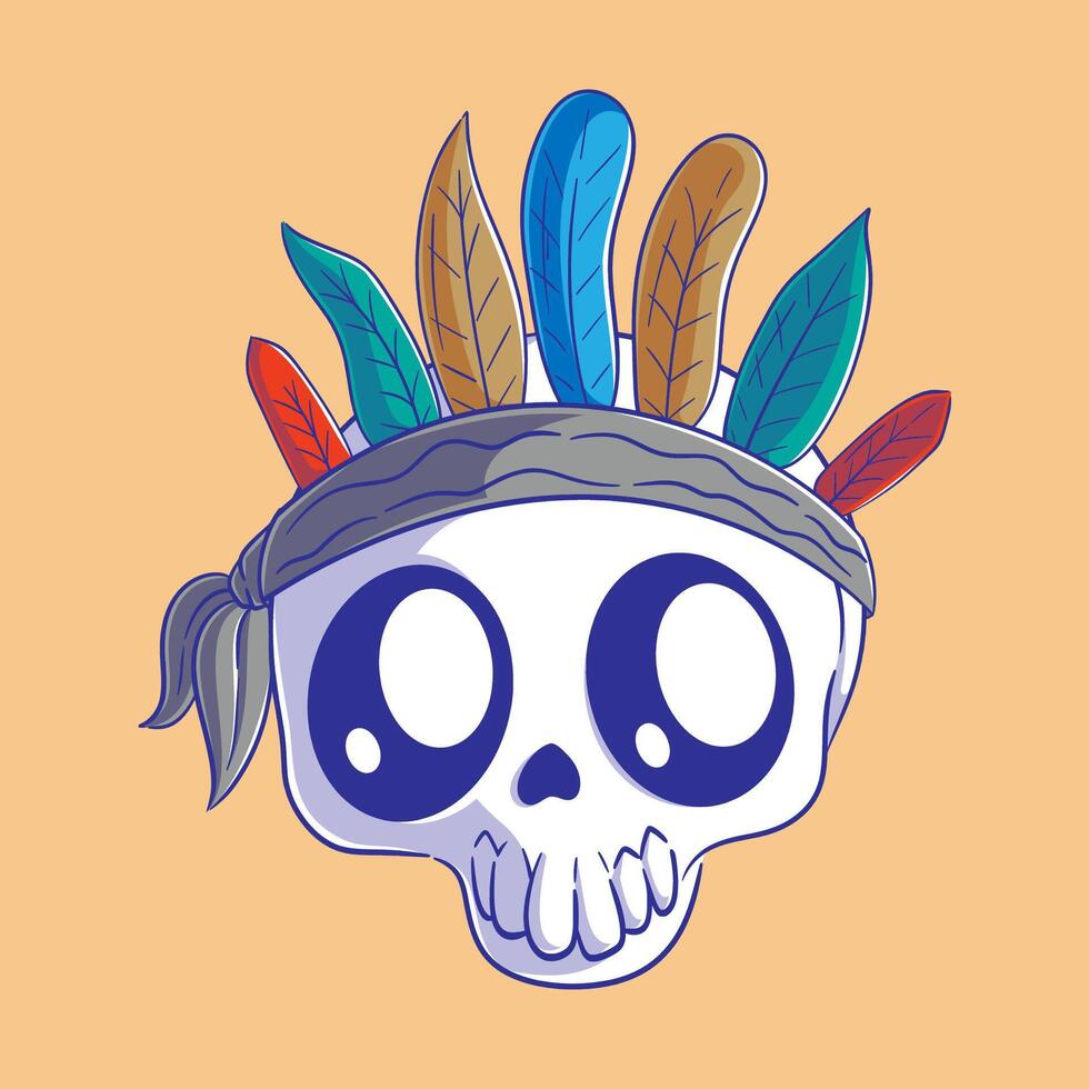 Cute skull wearing a fur hat vector