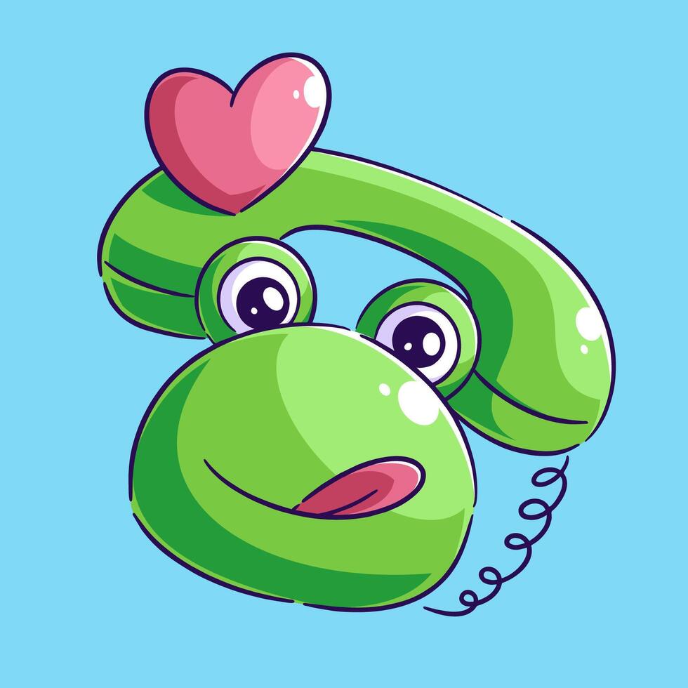 Frog shaped old telephone design vector