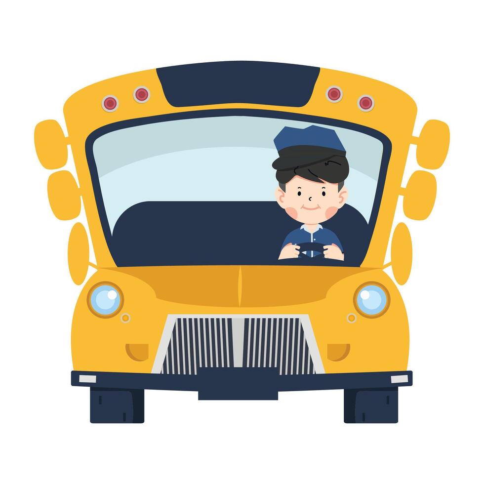 School bus driver vector cartoon