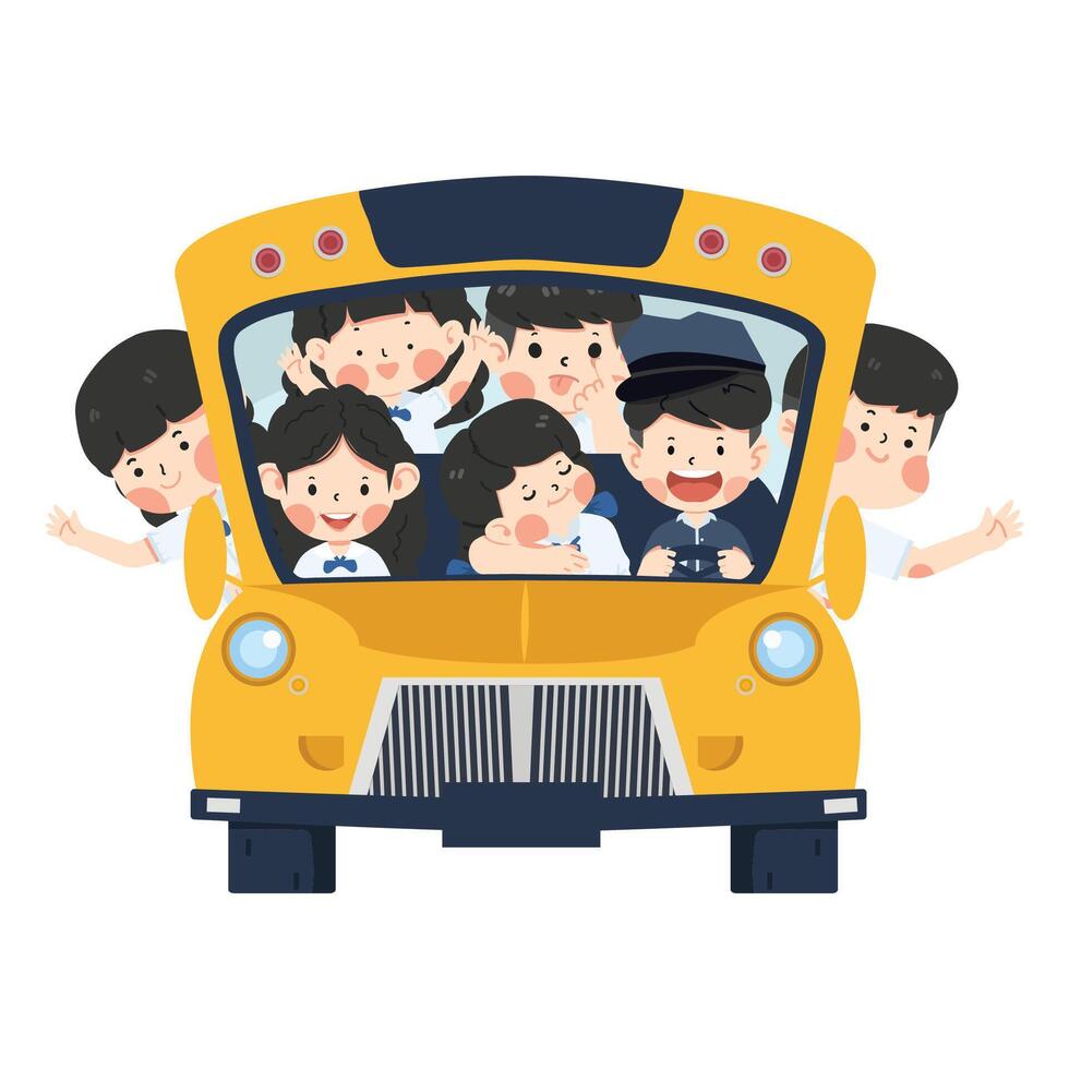Back to school vector design school bus with kids student