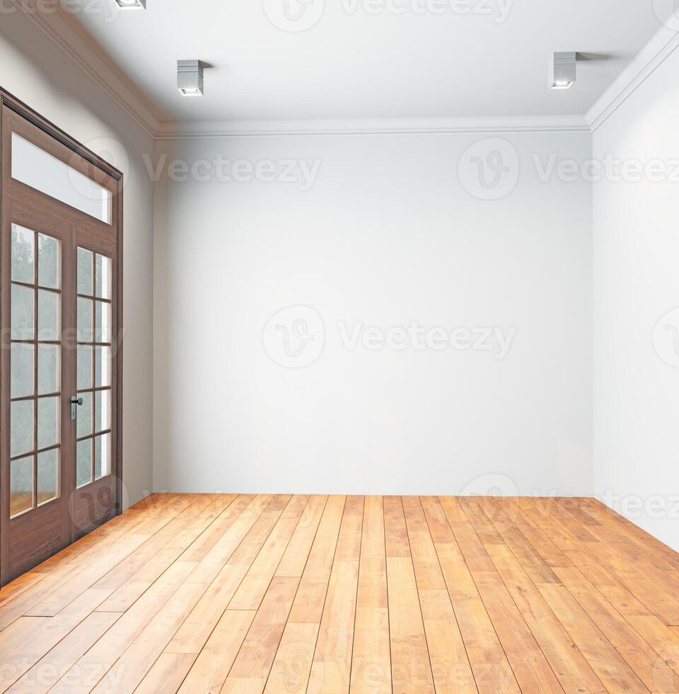 Empty room with wooden floor photo