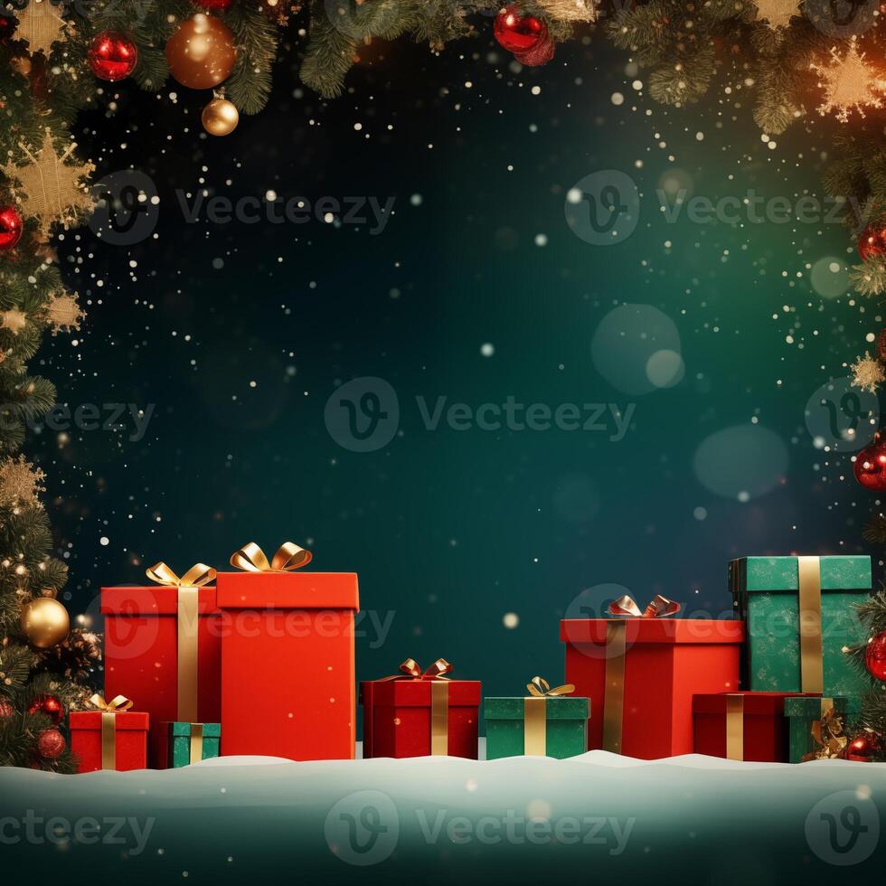 AI generated Merry Christmas banner with blank space for text. photo