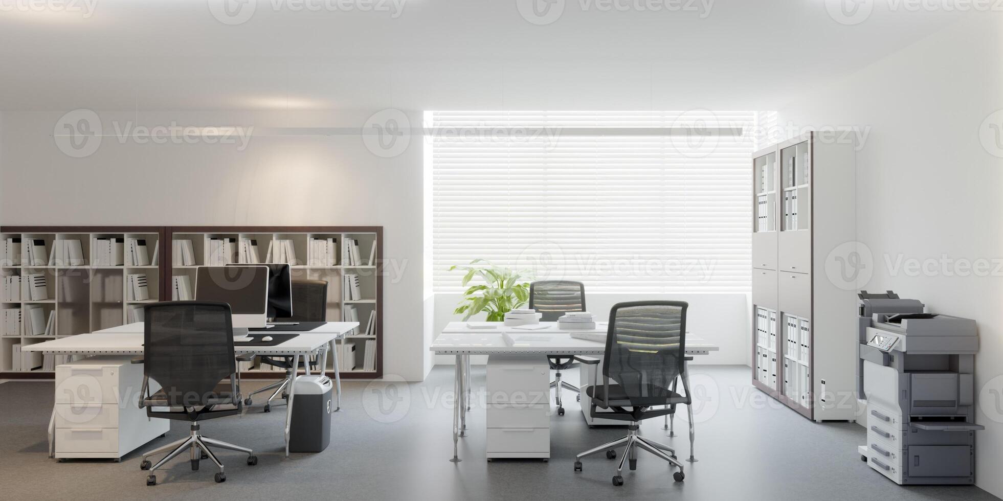 Modern luxury office interior with white walls photo