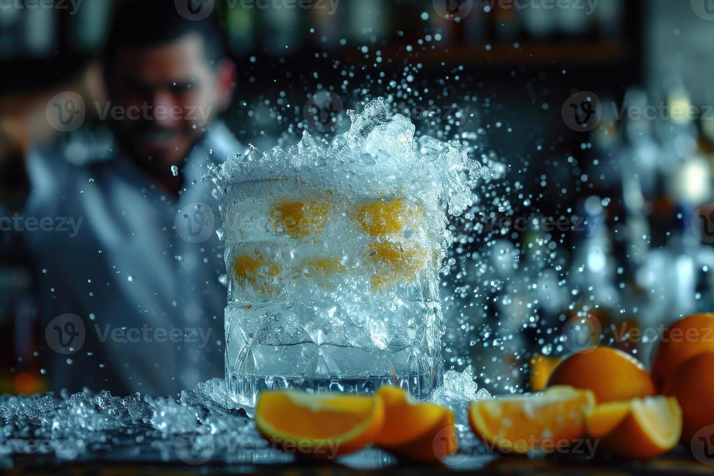 AI generated Cold and refreshing cocktail orange punch on a dark background photo
