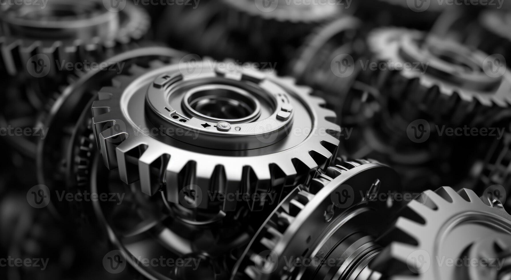 AI generated Details The gear is made of metal. Mechanical gears made of steel photo