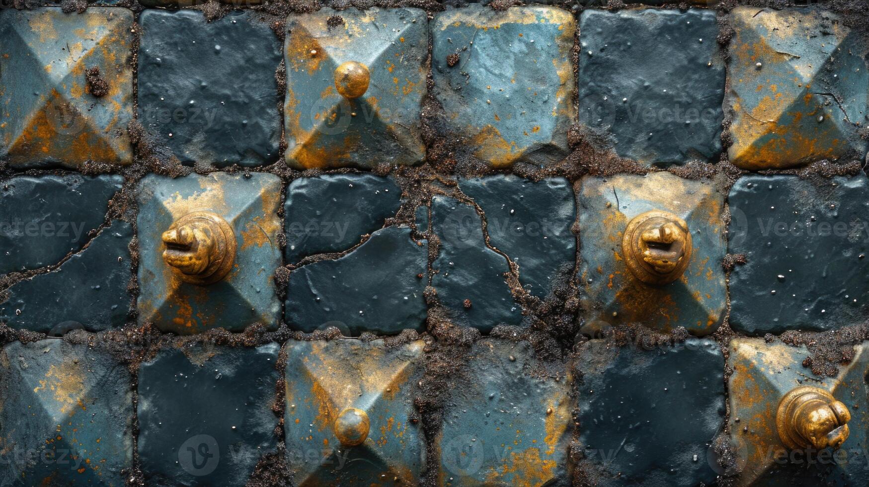 AI generated textured metal squares of bronze color with scuffs. Texture. Background photo