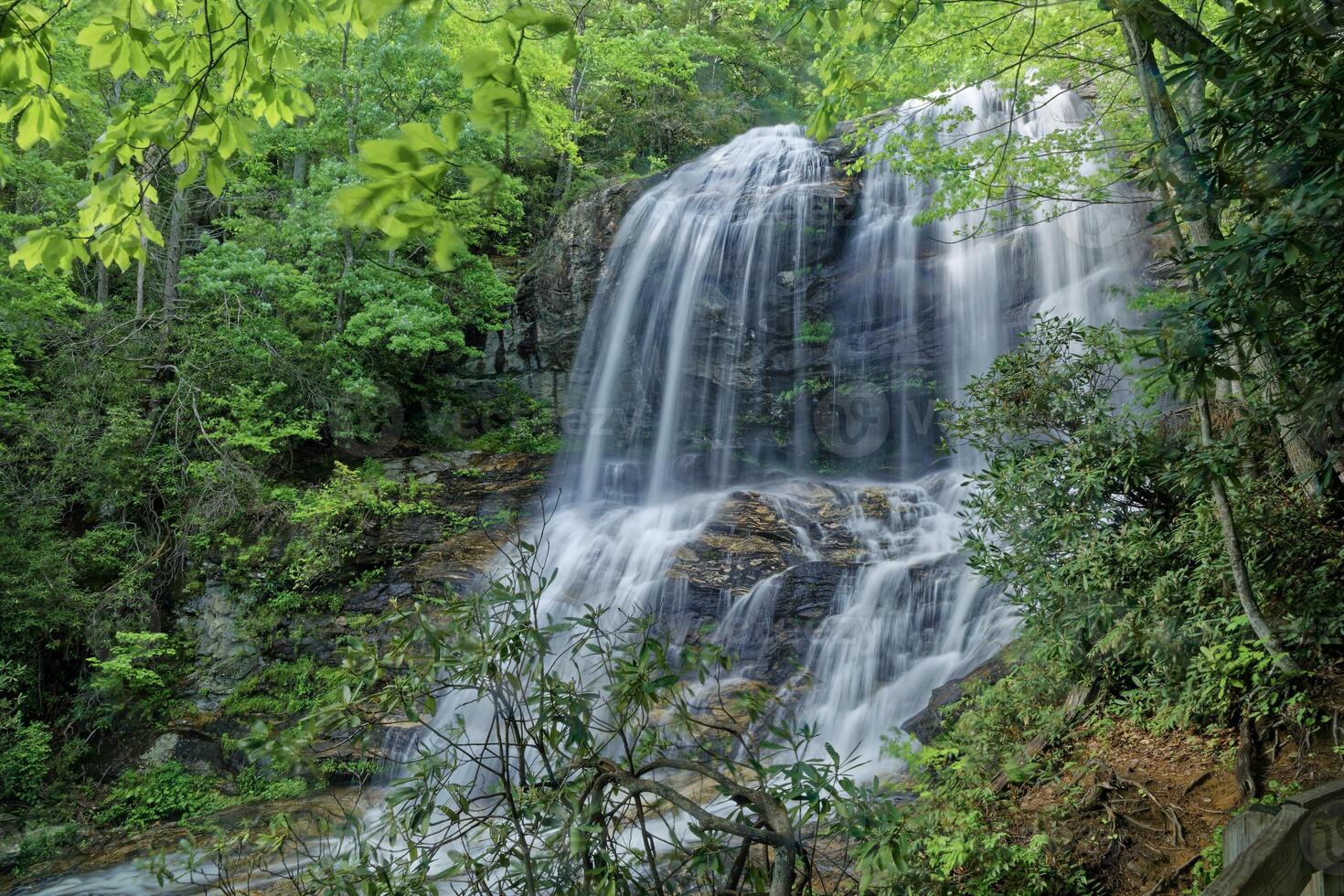 Top of Glen falls in North Carolina closeup photo