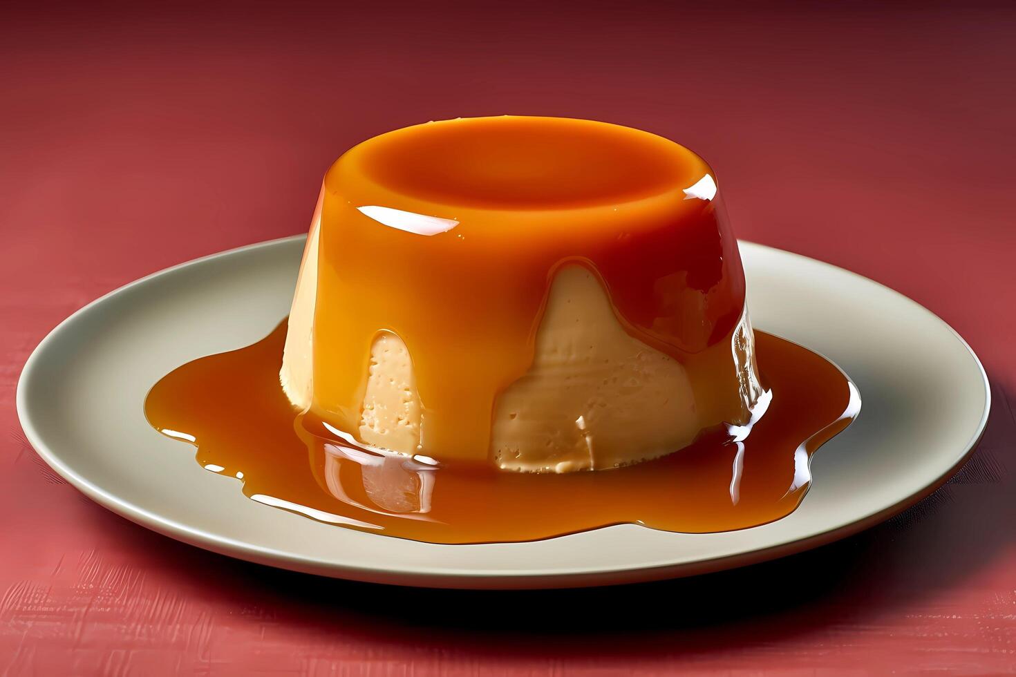 AI generated Creme Caramel - Popular in France, creme caramel is a custard dessert with a soft caramel layer on top, known for its silky texture and rich flavor photo