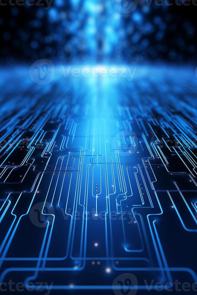 AI generated Dark Blue Abstract Web Tech Artificial Mind Concept photo