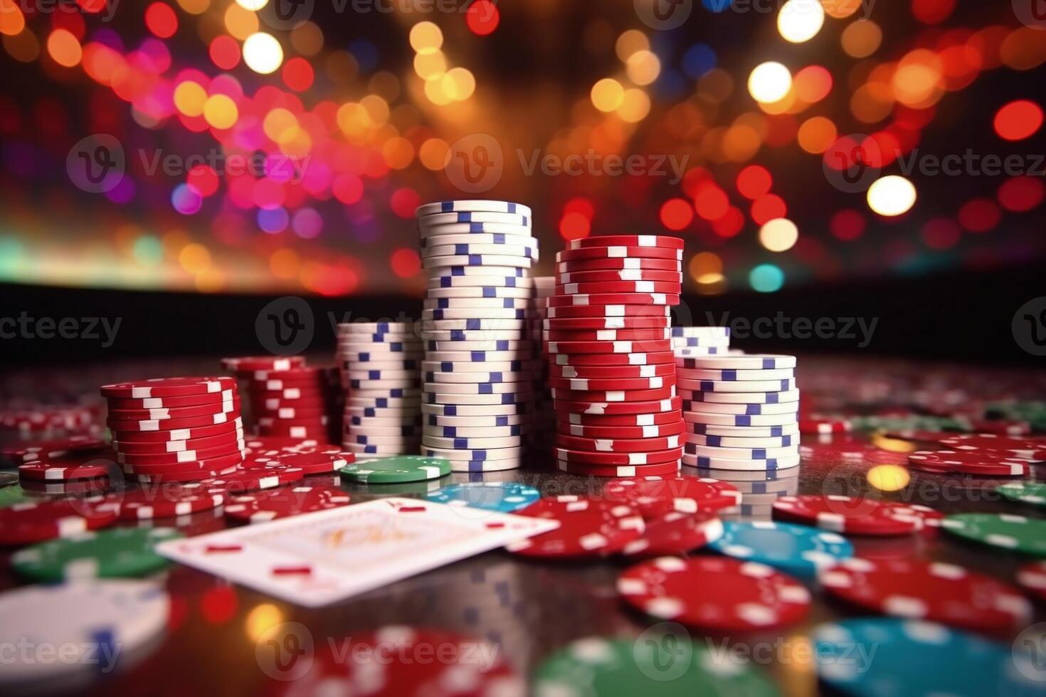 AI generated Bitcoin Gambling Poker with Flying Cards photo