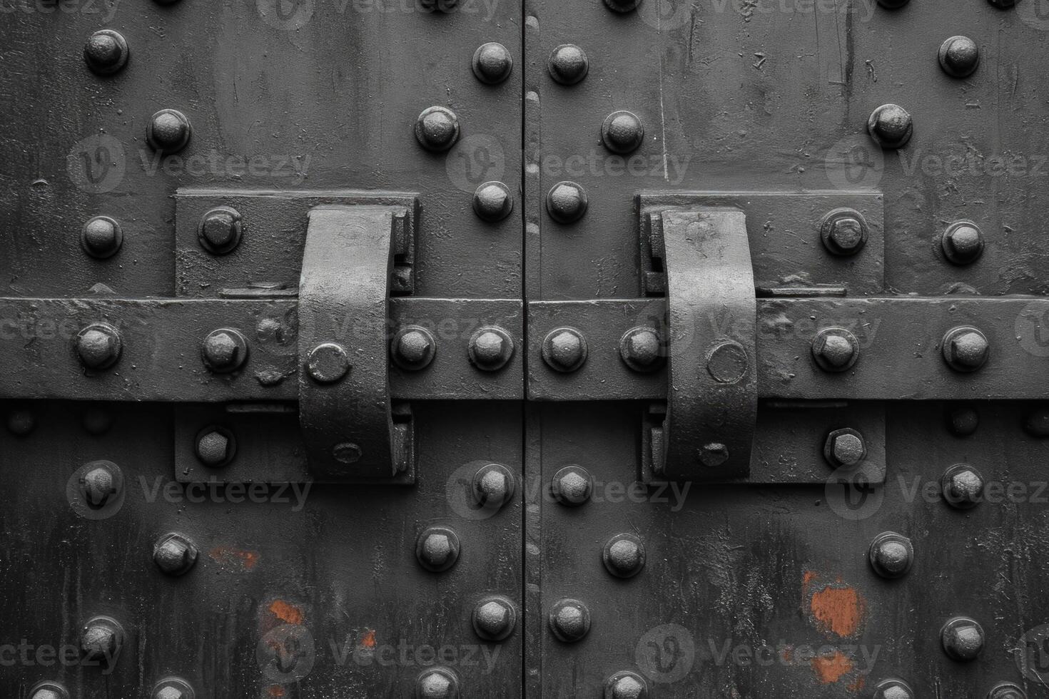 AI generated Steel painted texture with rust and rivets photo