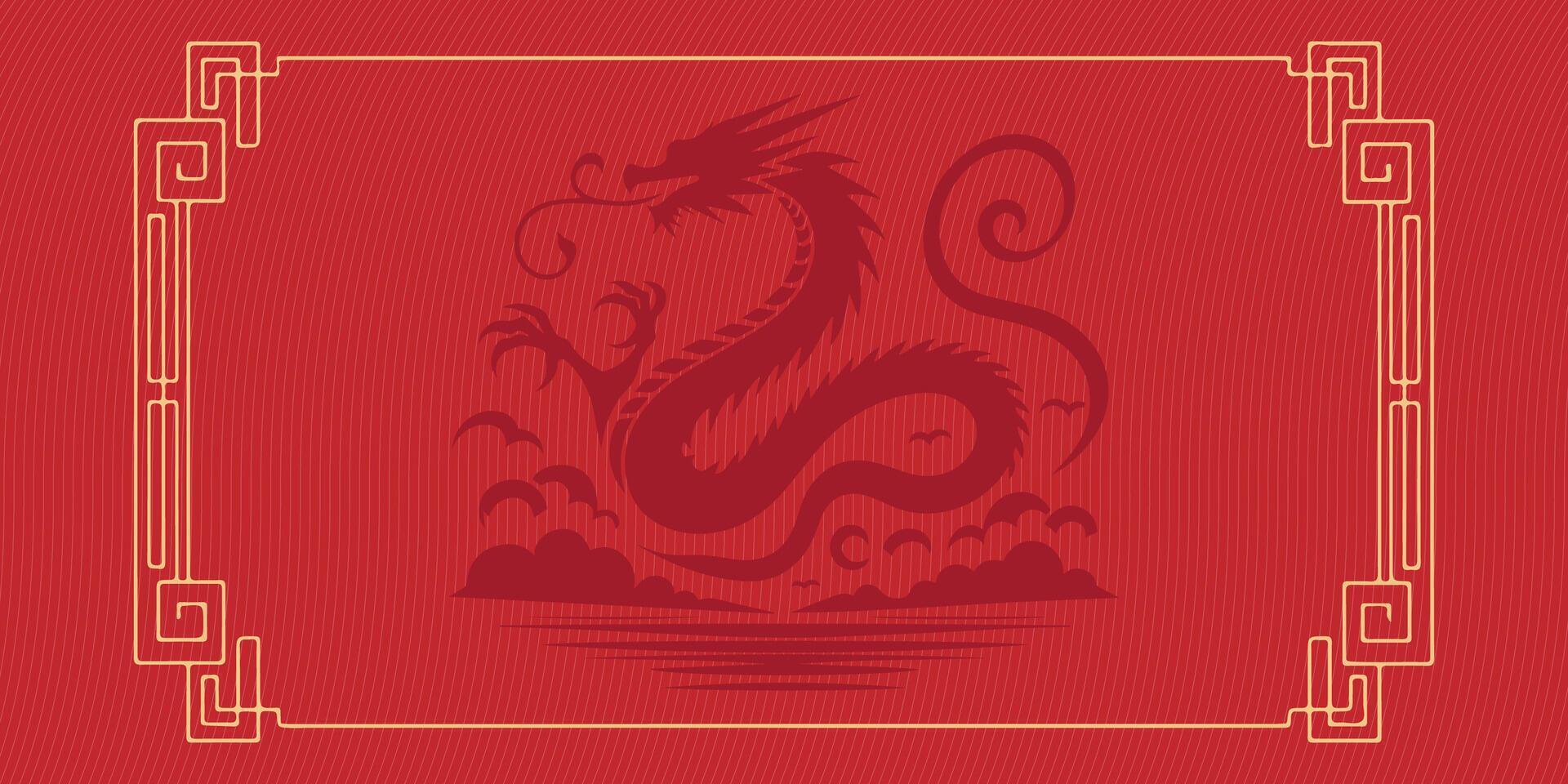 2024 Chinese new year, year of the dragon banner template design with dragons vector