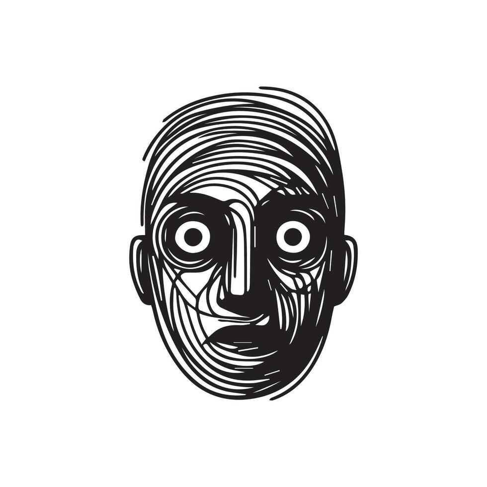 Face Scrible vector black and white