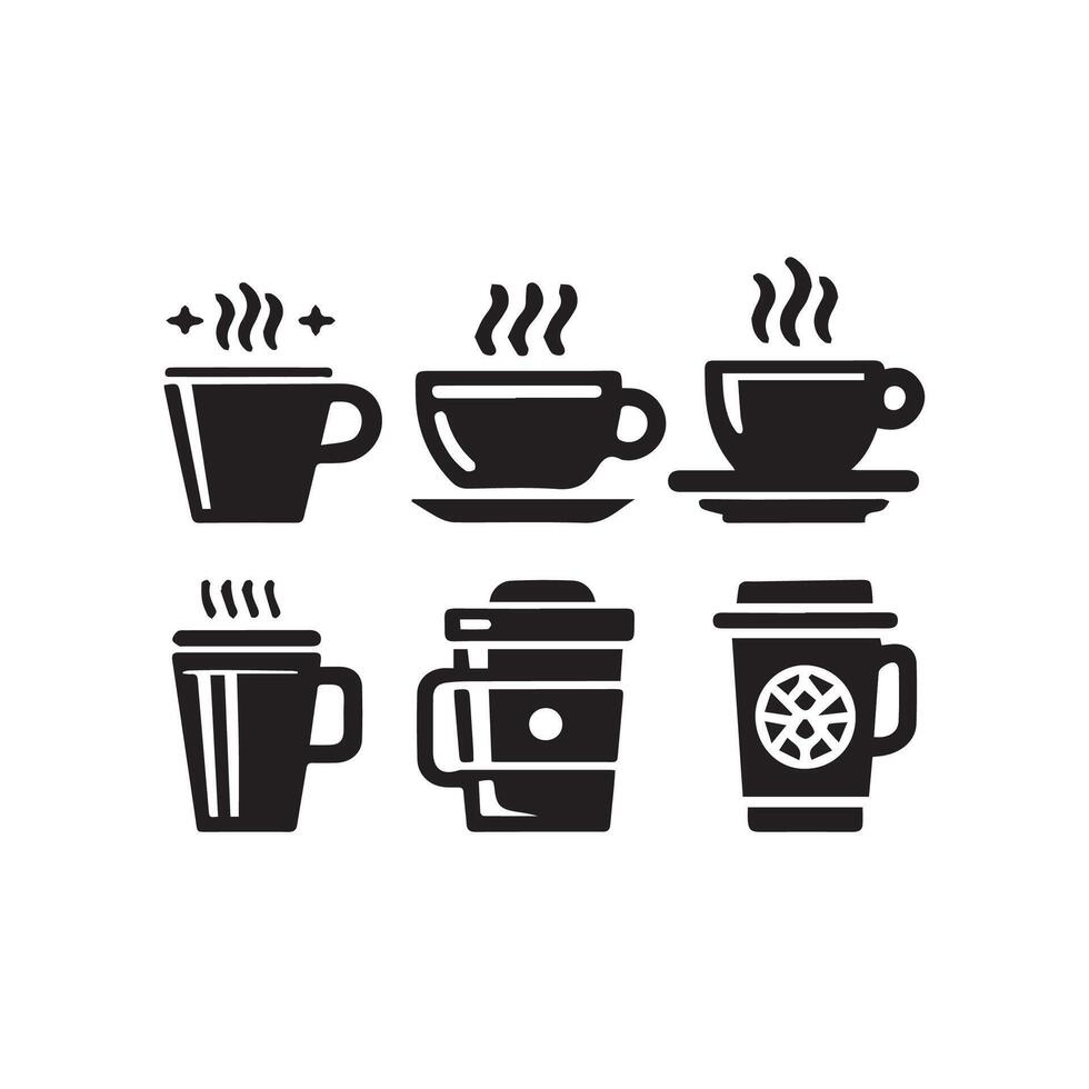 Coffee cup icon set Vector illustration.