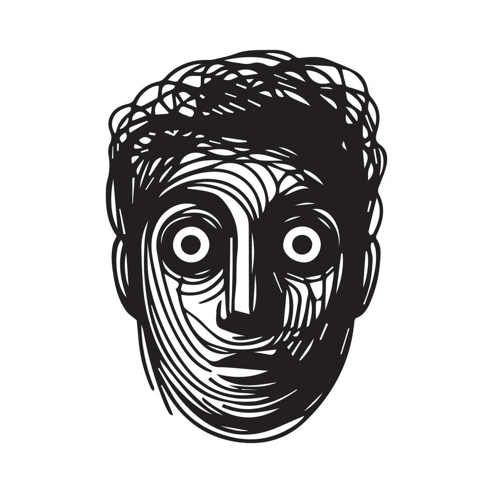 Face Scrible vector black and white