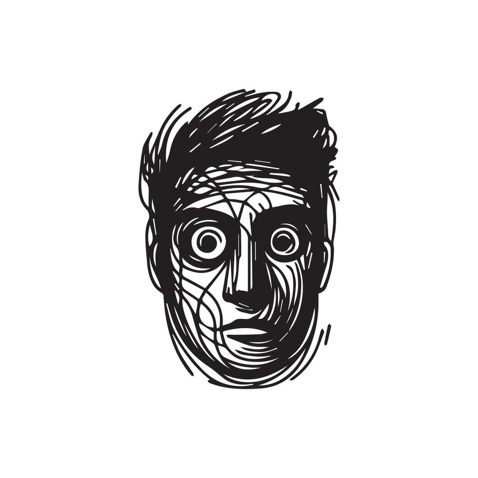 Face Scrible vector black and white