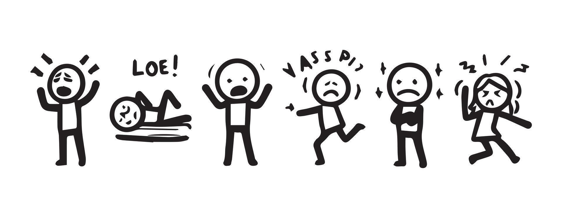 Set of stick figures in different emotions vector