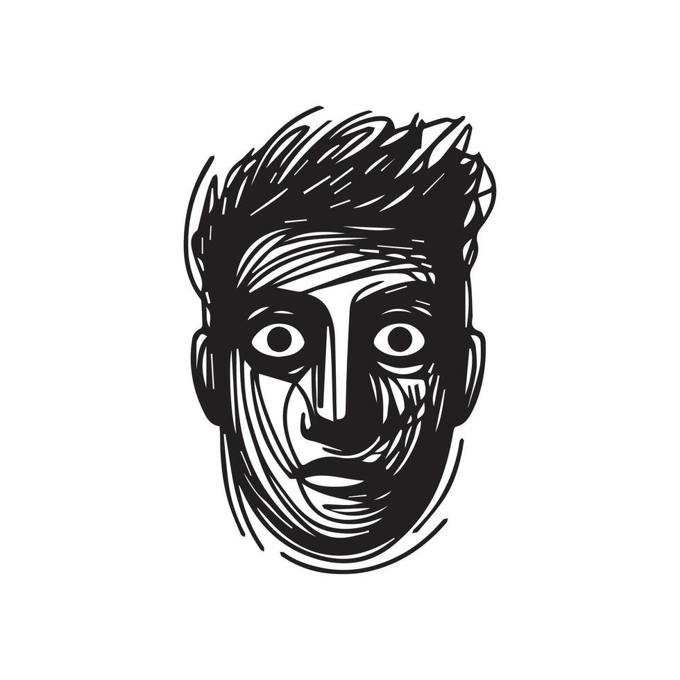 Face Scrible vector black and white