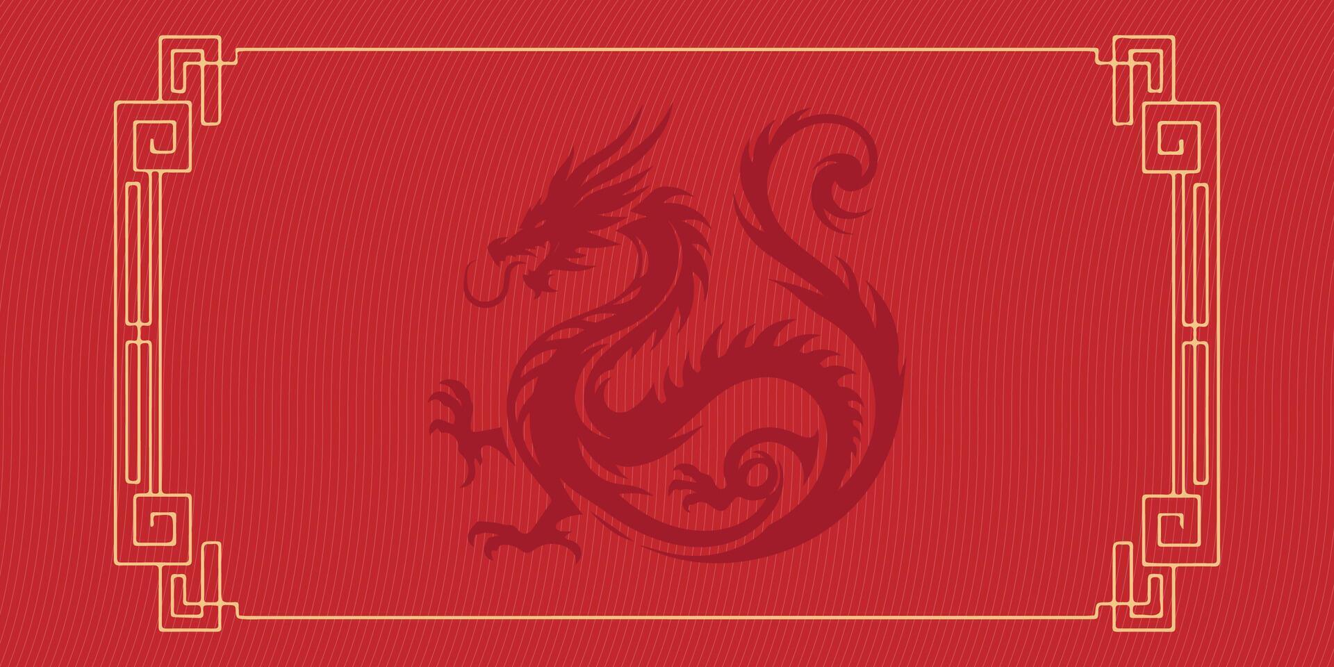 2024 chino nuevo año, año de el continuar bandera modelo diseño con dragones vector