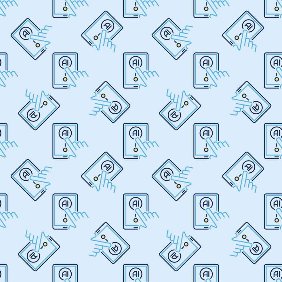Finger touch Smartphone with Artificial Intelligence vector AI phone colored Seamless Pattern
