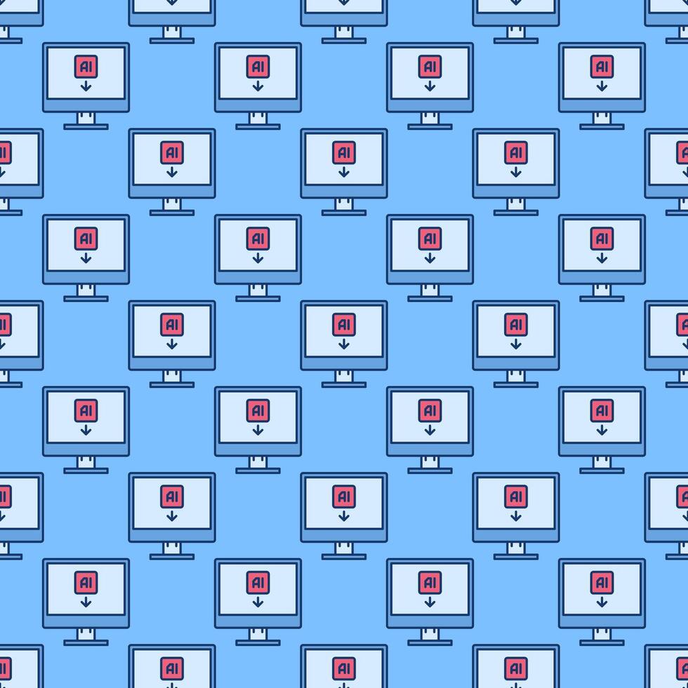 artificial inteligencia en computadora monitor vector ai tecnología de colores sin costura modelo