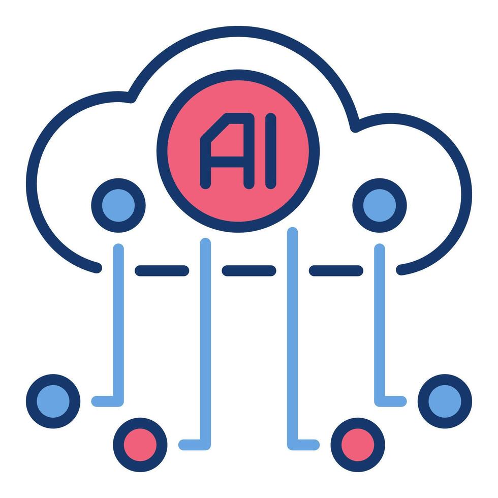 AI Cloud Technology vector Artificial Intelligence colored icon or symbol