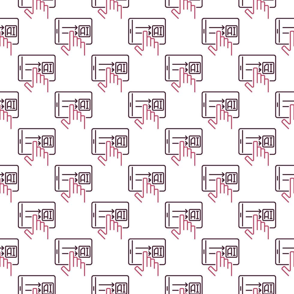 Tablet with AI vector Artificial Intelligence thin line Seamless Pattern